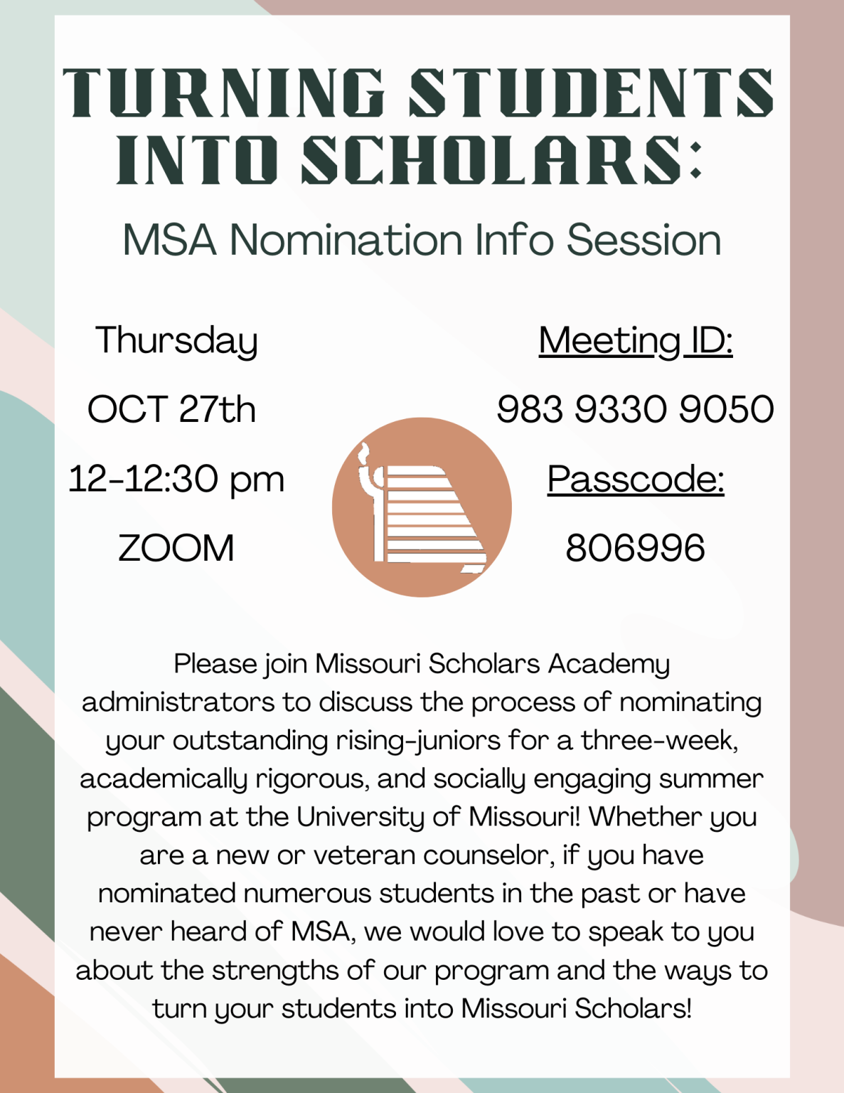 Attention Counselors 2023 Scholar Nomination Info Session! // Missouri