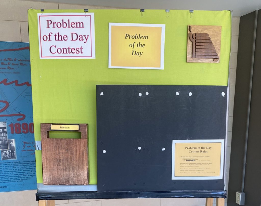 A wall that features the Problem of the Day.